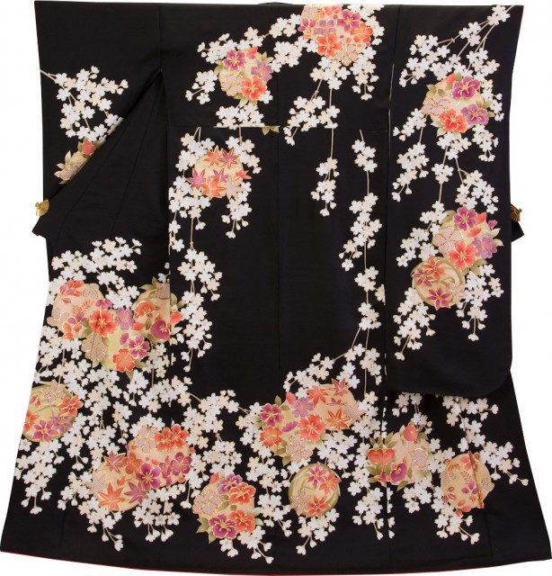 刺繍　しだれ桜に花丸1