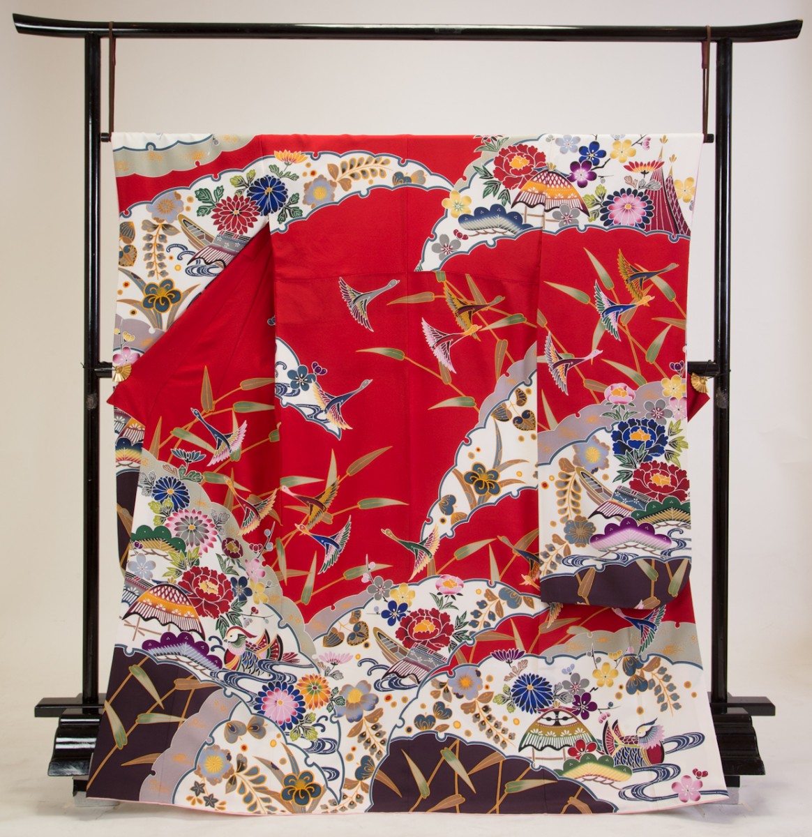 京紅型雪輪取り鴛鴦鶴2