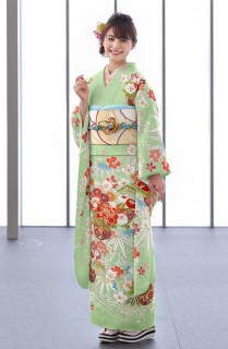 花籠にしだれ草花に波