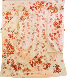 花の丸文にしだれ桜に波