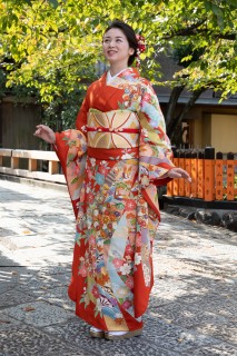 菊文様に熨斗目