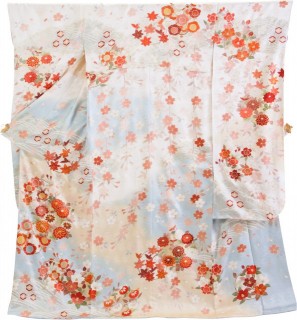 花の丸文にしだれ桜に波