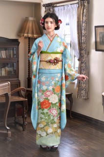 牡丹草花に枝垂れ桜小花